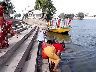 Indian old aunties bathing gonga openly. Broad in the beam Bore & BOOBS!!!